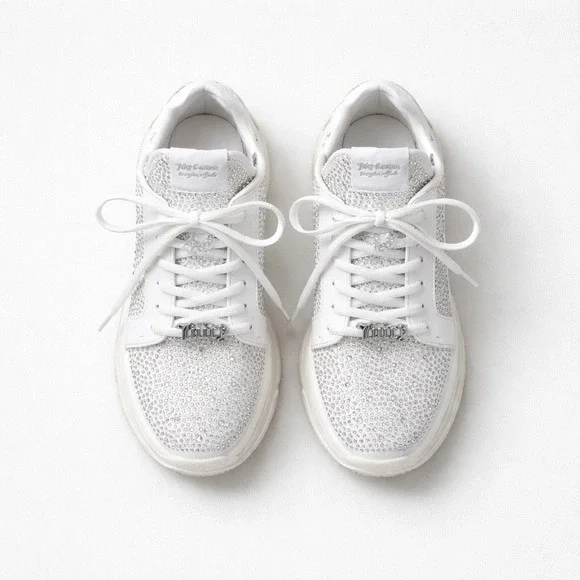 Juicy Couture Y2K White Bling Chunky  Bling Sneakers size 9 - Picture 2 of 12